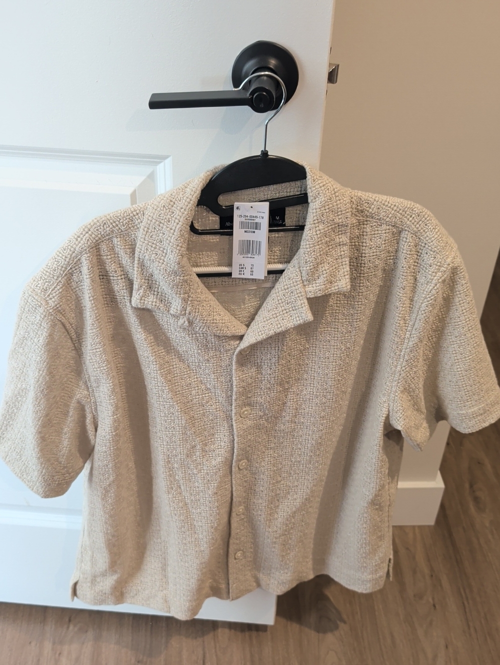 Abercrombie & Fitch Cream Short-Sleeve Textured Button-Down Shirt